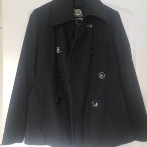 Black Esprit Double-breasted Pea Coat